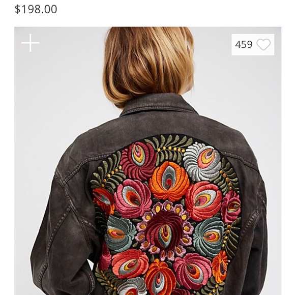 free people embroidered denim jacket